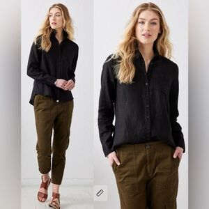 Not Monday Kennedy Linen Shirt in Black , size Small NWOT